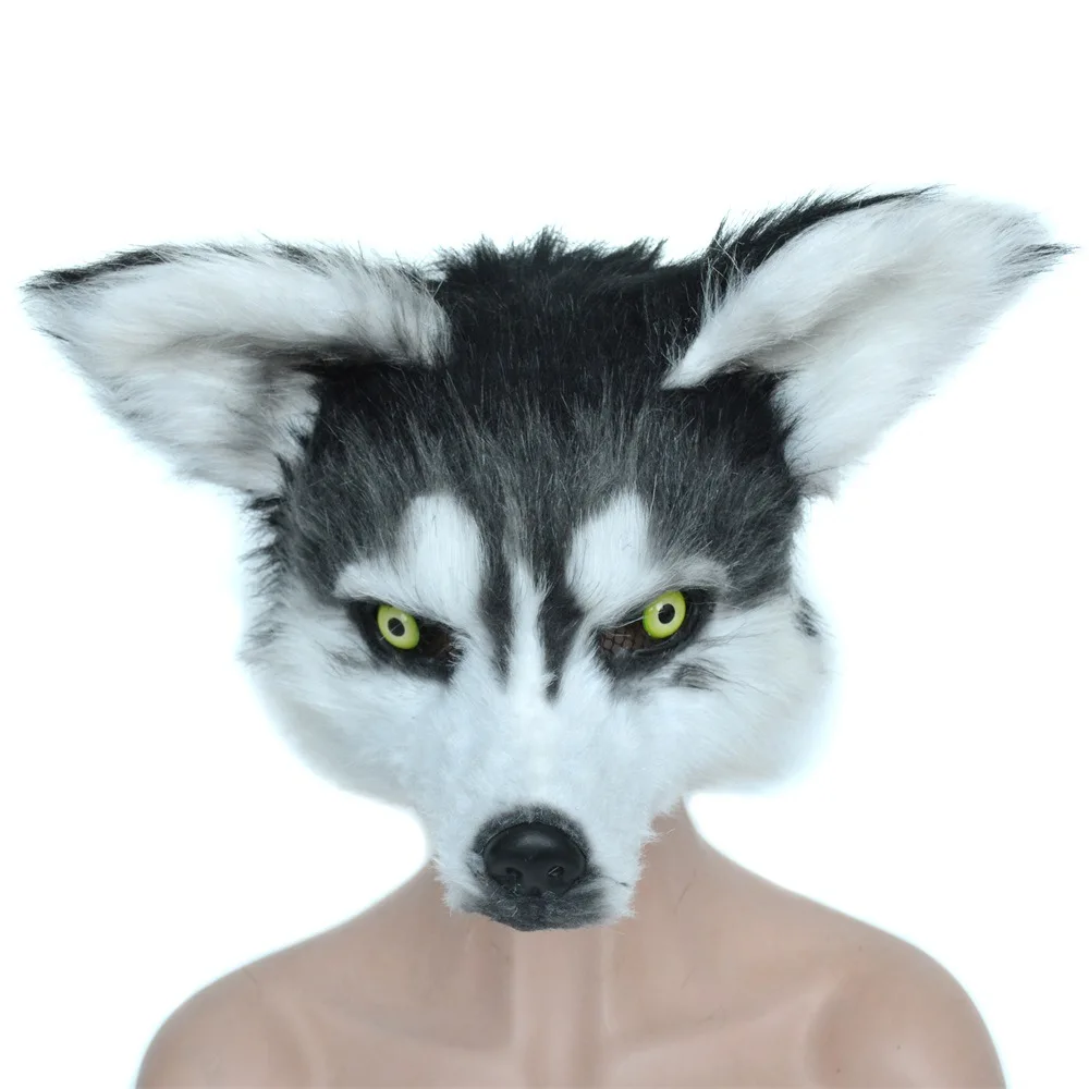

Husky Half Face Mask Funny Plush Headgear Halloween Cosplay Mask Net Red Shooting Supplies
