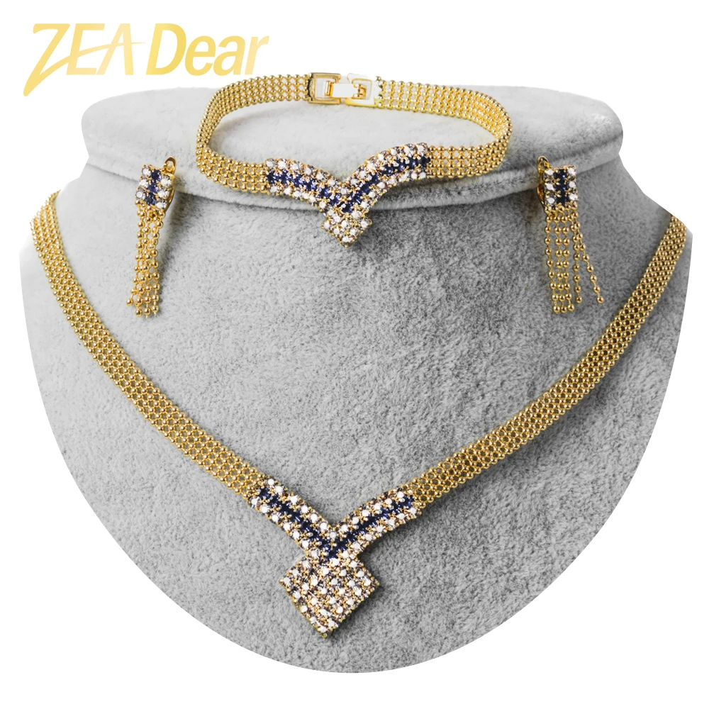 ZEADear Jewelry Sets Bohemia Collar Zircon Gold Plated Earrings Necklace Bracelet Lady Women High Quality Romantic Anniversary
ZEADear Jewelry Sets Bohemia Collar Zircon Gold Plated Earrings Necklace Bracelet Lady Women High Quality Romantic Anniversary