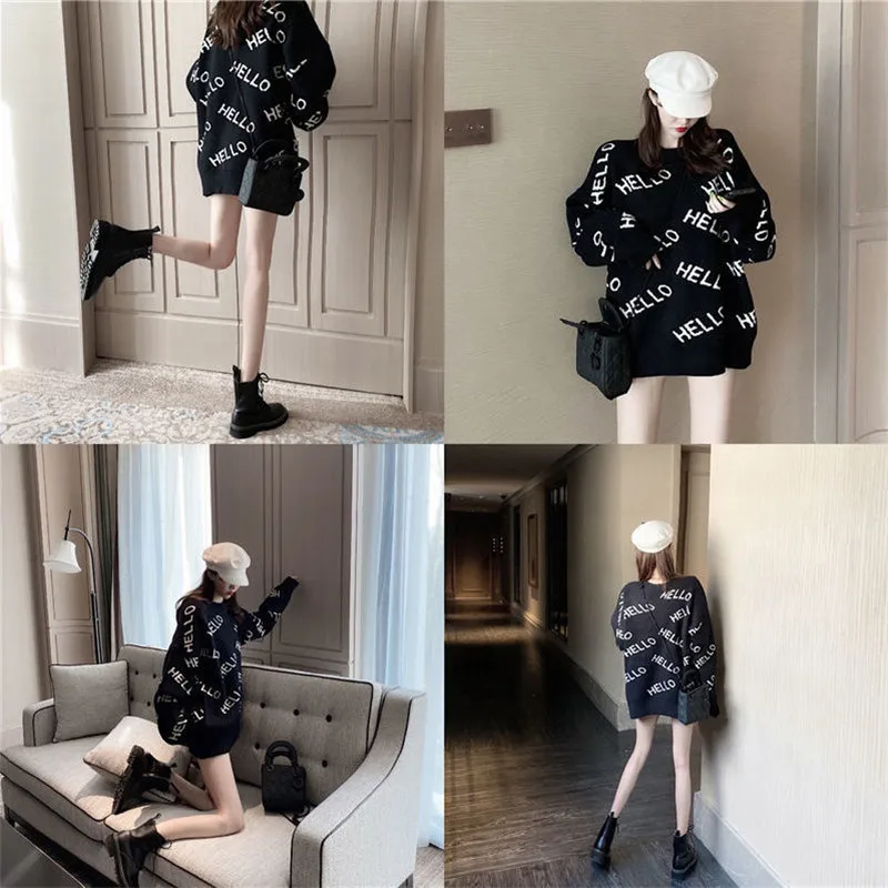 Early spring 2021 new Korean version net red wool sweater lazy wind loose letter Pullover women's wear trend 
Early spring 2021 new Korean version net red wool sweater lazy wind loose letter Pullover women's wear trend