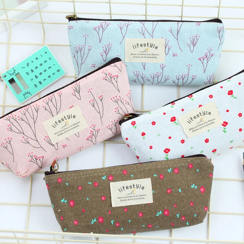 Pencil Cases Cute Kawaii Floral Flower Canvas Zipper Pencil Cases Lovely Fabric Flower Tree Pen Bags School Stationery Supplies
Pencil Cases Cute Kawaii Floral Flower Canvas Zipper Pencil Cases Lovely Fabric Flower Tree Pen Bags School Stationery Supplies