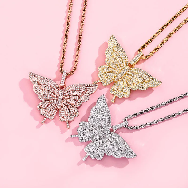 Colar De Borboleta Collier Papillon Ice Out Butterfly Necklace Pendant For Women Men Luxury Designer Hip Hop CZ Zircon Jewelry
Colar De Borboleta Collier Papillon Ice Out Butterfly Necklace Pendant For Women Men Luxury Designer Hip Hop CZ Zircon Jewelry