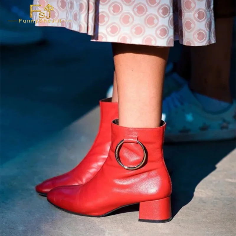 FSJ Red Circle Decor Block Heel Women Ankle Boots 2022 Spring Almond Toe Side Zipper Leather Ladies Dress Office Date Botas
FSJ Red Circle Decor Block Heel Women Ankle Boots 2022 Spring Almond Toe Side Zipper Leather Ladies Dress Office Date Botas