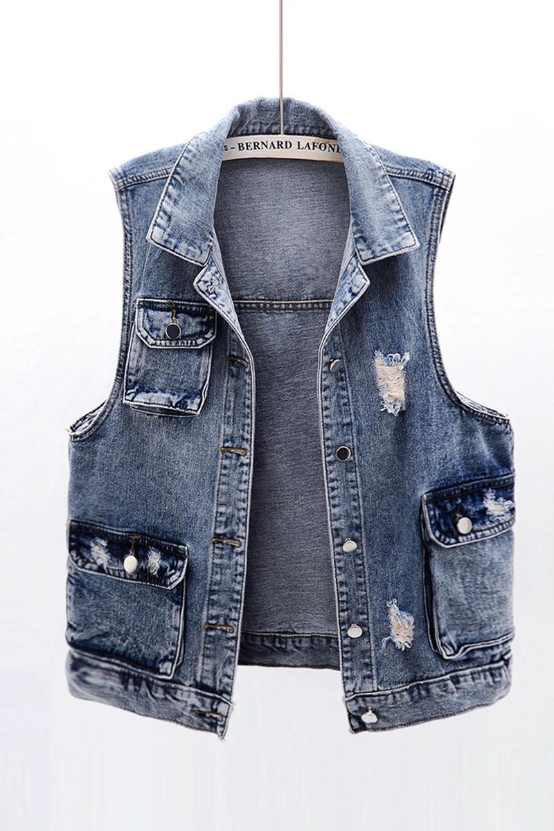 2020 spring summer NEW women sleeveless denim vests frayed holes vintage loose plus size jean waistcoat JC232
2020 spring summer NEW women sleeveless denim vests frayed holes vintage loose plus size jean waistcoat JC232