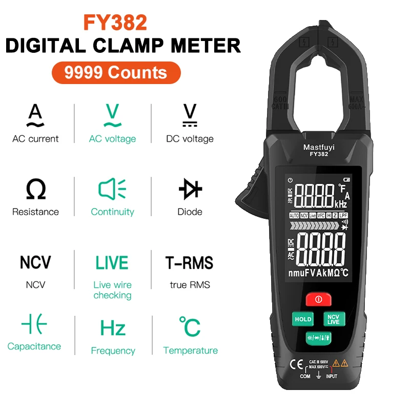 Цифровой мультиметр-зажим 9999 отсчетов Автоматический диапазон | Инструменты