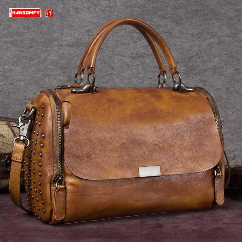 Retro Genuine Leather Women Handbag Shoulder Messenger Bags Ladies Crossbody Bag Rivet Cowhide Leather 2022 New Fashion Female
Retro Genuine Leather Women Handbag Shoulder Messenger Bags Ladies Crossbody Bag Rivet Cowhide Leather 2022 New Fashion Female