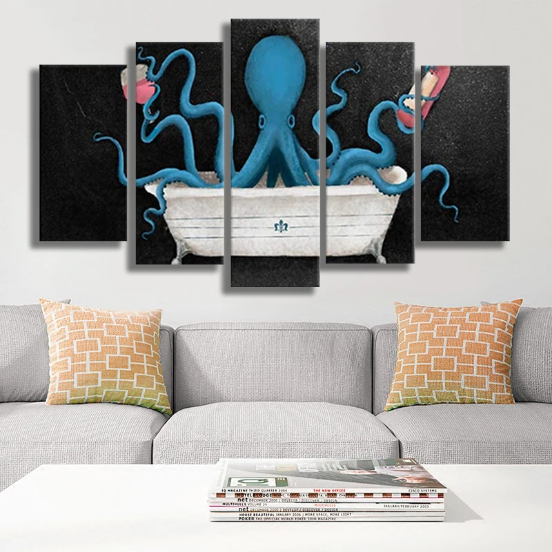 5 pieces canvas wall art blue octopus black background painting art print marine life picture poster frame artwork bar modern ba
5 pieces canvas wall art blue octopus black background painting art print marine life picture poster frame artwork bar modern ba