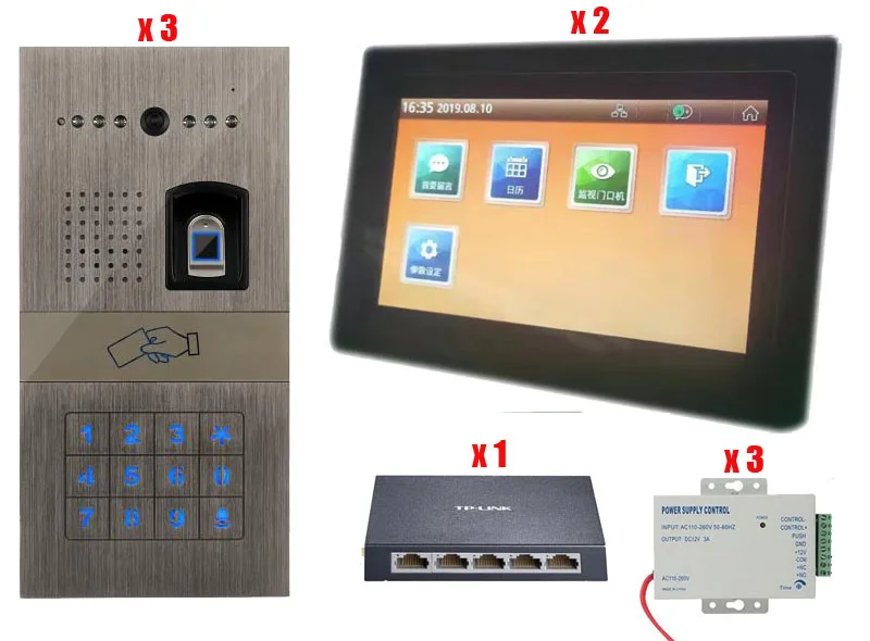 Новое поступление 7 дюймов RFID отпечаток пальца видео домофон дверной звонок с