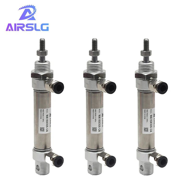 

AIRTAC MA MA20 Pneumatic Stainless Air Cylinder Bore 20mm 10-300mm stroke Double Action Mini Round Cylinders MA20x100S-CA-U-CM
