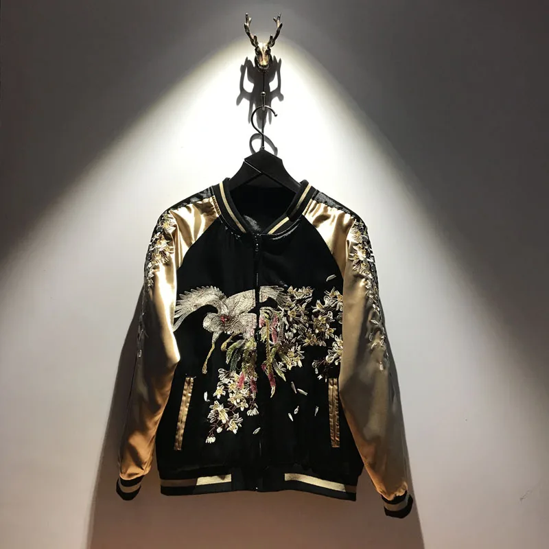 Бейсбольная куртка Two Wear с вышивкой осенняя Женская форменное пальто