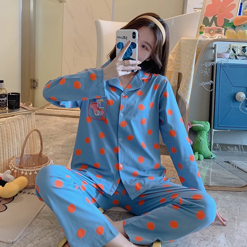 XIFER Autumn Cotton Home Suit Long-sleeved Ladies Can Wear Polka Dot Cotton Korean Students Cute Suit Pajamas Women
XIFER Autumn Cotton Home Suit Long-sleeved Ladies Can Wear Polka Dot Cotton Korean Students Cute Suit Pajamas Women