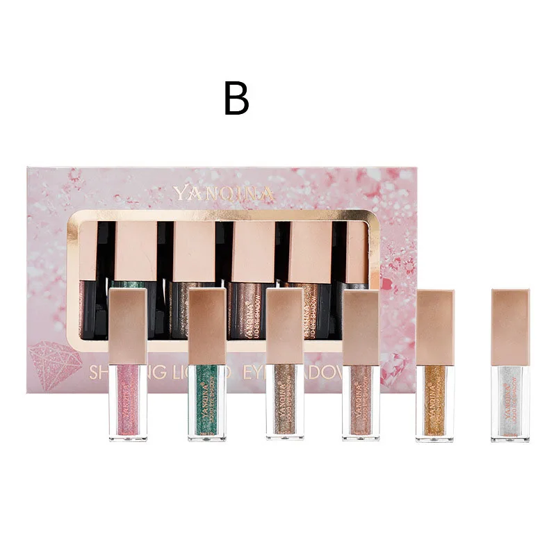 Six-color eye shadow liquid set diamond pearl glitter liquid eye shadow makeup set cosmetics
Six-color eye shadow liquid set diamond pearl glitter liquid eye shadow makeup set cosmetics