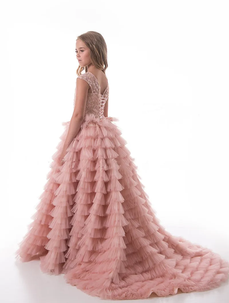 

Платье для девочек на Первое причастие, с кружевной аппликацией и бисером, платье для маленькой принцессы на выпускной, на заказ