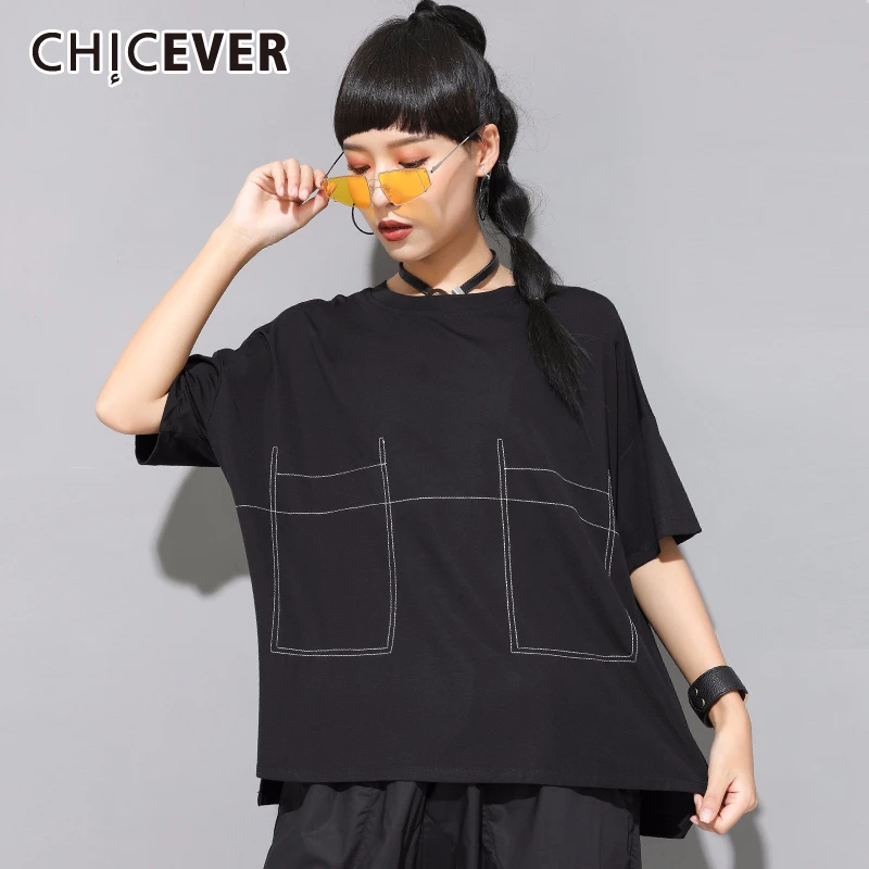 Асимметричная женская футболка CHICEVER с круглым вырезом и коротким рукавом, повседневные свободные рубашки большого размера, женская летняя ...
Асимметричная женская футболка CHICEVER с круглым вырезом и коротким рукавом, повседневные свободные рубашки большого размера, женская летняя ...