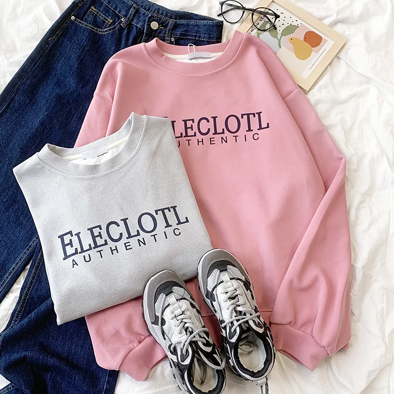 White Pink Sweatshirt Women Minimalist Alphabet Print Early Autumn Round Neck Loose Comfortable Thin Pullover
White Pink Sweatshirt Women Minimalist Alphabet Print Early Autumn Round Neck Loose Comfortable Thin Pullover