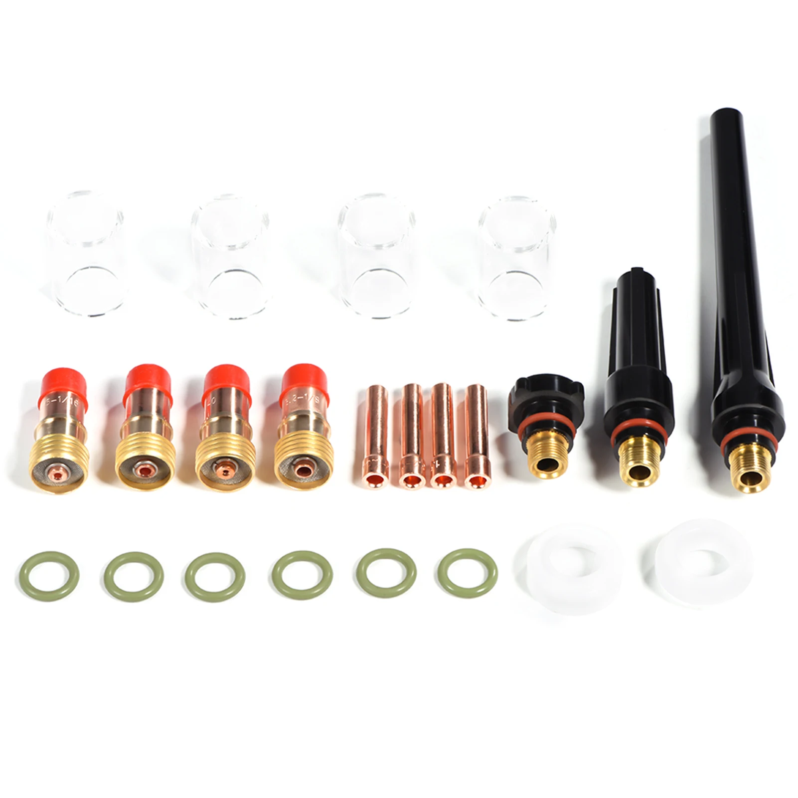 23pcs TIG Welding Torch Glass Cup Gas Lens Collet Accessories Kit for WP-17/18/26 Series
23pcs TIG Welding Torch Glass Cup Gas Lens Collet Accessories Kit for WP-17/18/26 Series