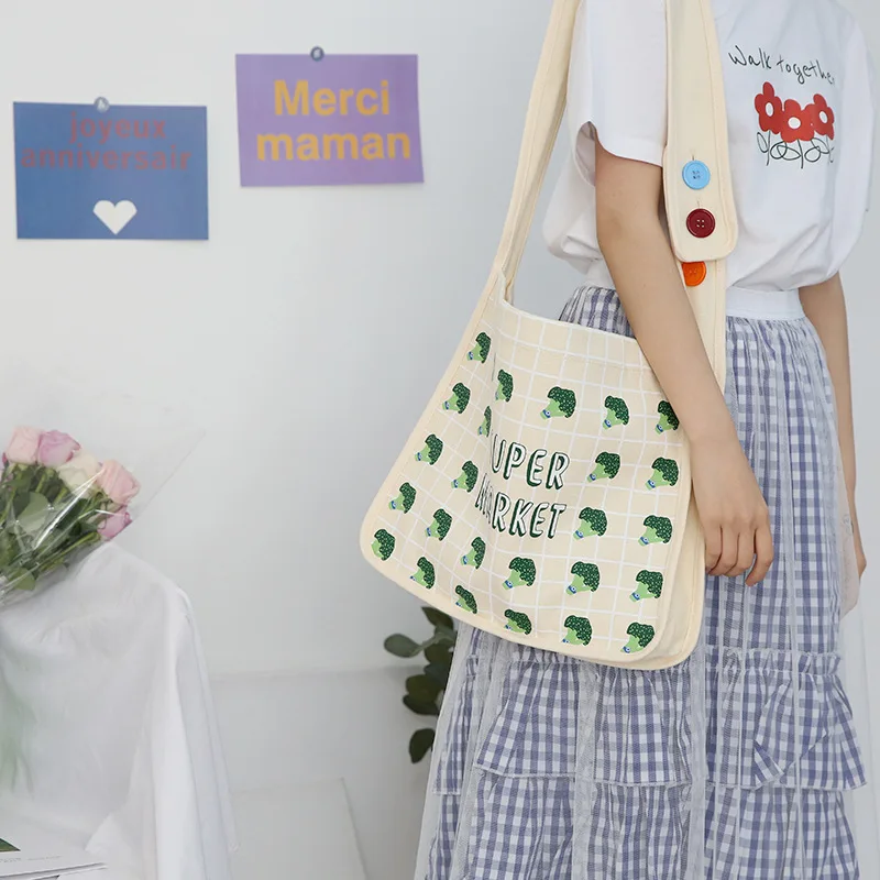 Large Capacity Women's Canvas Bag 2021 New Vegetable Print Shoulder Bag Messenger Bag Student Daily Shopping Handbag School Bag
Large Capacity Women's Canvas Bag 2021 New Vegetable Print Shoulder Bag Messenger Bag Student Daily Shopping Handbag School Bag