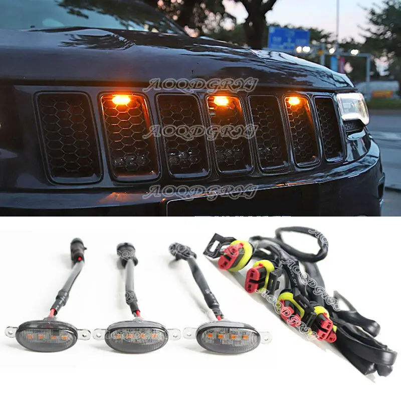 Car Styling Accessories Raptor Style Amber Lens Grille LED Lights 3pcs Fit For Jeep Grand Cherokee 2011-2021 W/ Wire Speed 
Car Styling Accessories Raptor Style Amber Lens Grille LED Lights 3pcs Fit For Jeep Grand Cherokee 2011-2021 W/ Wire Speed