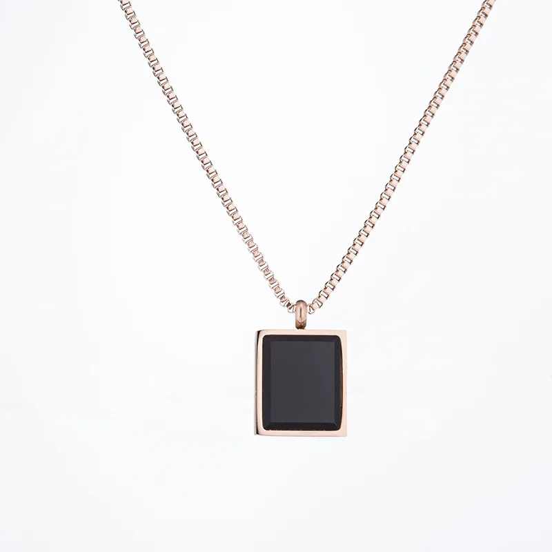 Rose Gold Delicate Small Square Gem Pendant Necklace for Women Chokers Chain Charms Jewelry Titanium Steel Birthday Gift
Rose Gold Delicate Small Square Gem Pendant Necklace for Women Chokers Chain Charms Jewelry Titanium Steel Birthday Gift