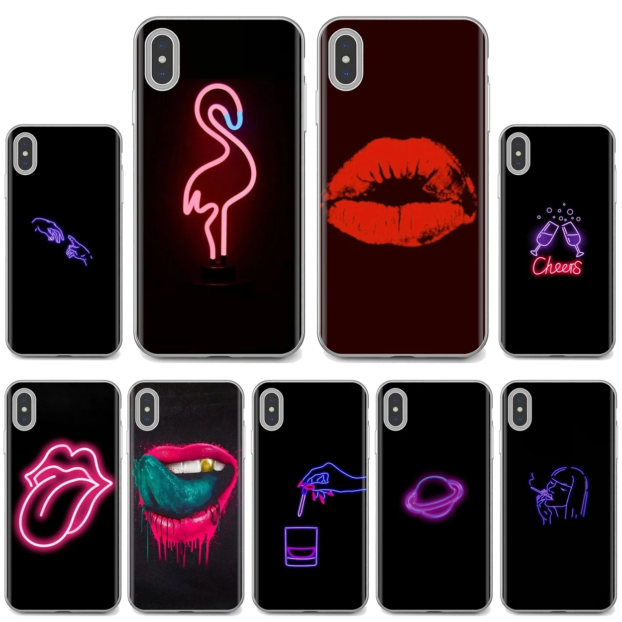 

Papel De Parede Neon For iPhone iPod Touch 11 12 Pro 4 4S 5 5S SE 5C 6 6S 7 8 X XR XS Plus Max 2020 Bling Silicone Phone Case