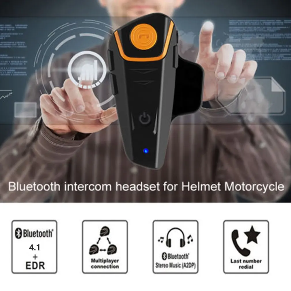 Motorcycle Helmet Headset Intercom Communication Headphone Wireless Interphone To 2 or 3 Riders