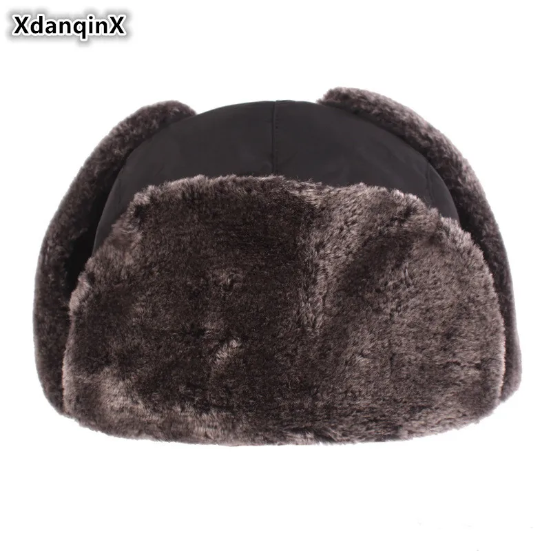 

XdanqinX Men's Earmuffs Caps Warm Bomber Hats Thicker Plus Velvet Women Winter Hat Windproof Thermal Ski Cap Couple Hat Dad Hat