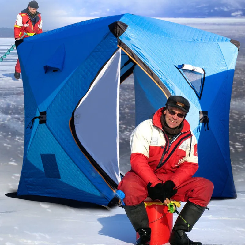 

Укрытие для зимней подледной рыбалки на 1-2/3-4 человек утолщенная зимняя трехслойная хлопковая теплая палатка для рыбалки с защитой от снега ...