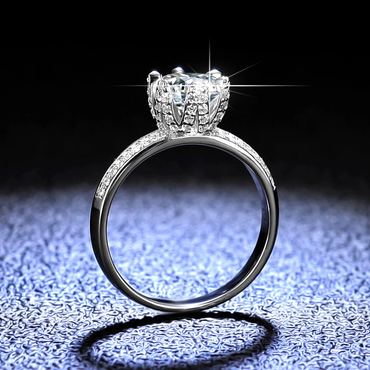 

Женское Обручальное кольцо из серебра 925 пробы с бриллиантом в форме короны с боковыми камнями VVS1 D обручальные кольца с муассанитом ювелирные изделия