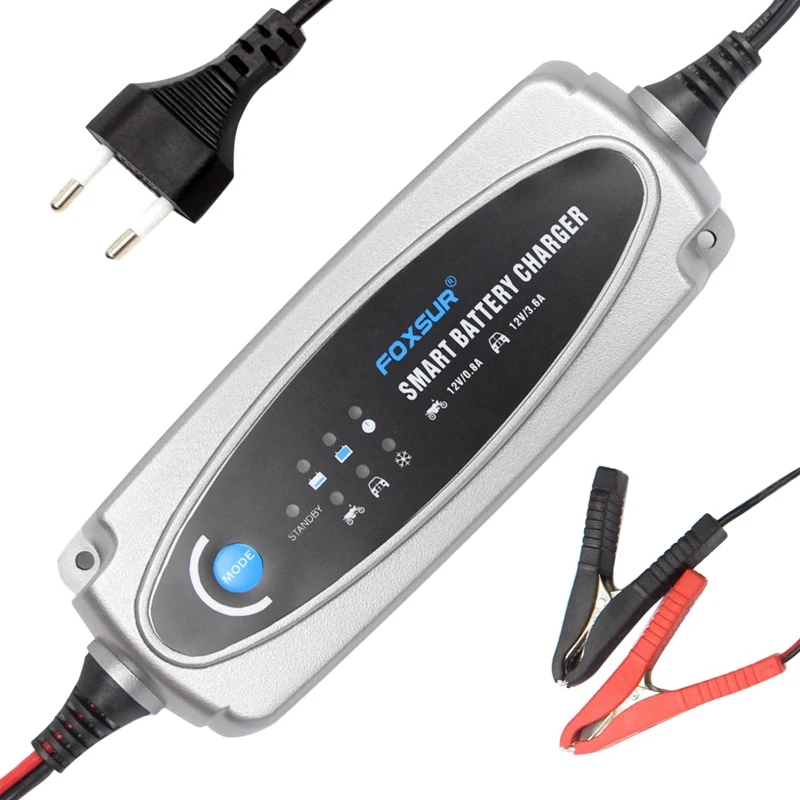 FOXSUR 12V 0.8A/3.6A Smart Battery Charger Current Lead Acid Battery Charger for Car Motorcycle EU Plug
FOXSUR 12V 0.8A/3.6A Smart Battery Charger Current Lead Acid Battery Charger for Car Motorcycle EU Plug