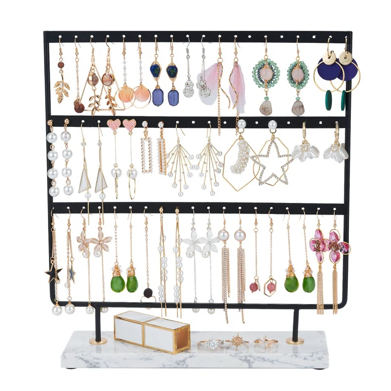 Hanging Earrings Black Display Stand Bracelet Necklace Earrings Multi-Layer Metal White Marble Jewelry Iron Mesh Rack
Hanging Earrings Black Display Stand Bracelet Necklace Earrings Multi-Layer Metal White Marble Jewelry Iron Mesh Rack