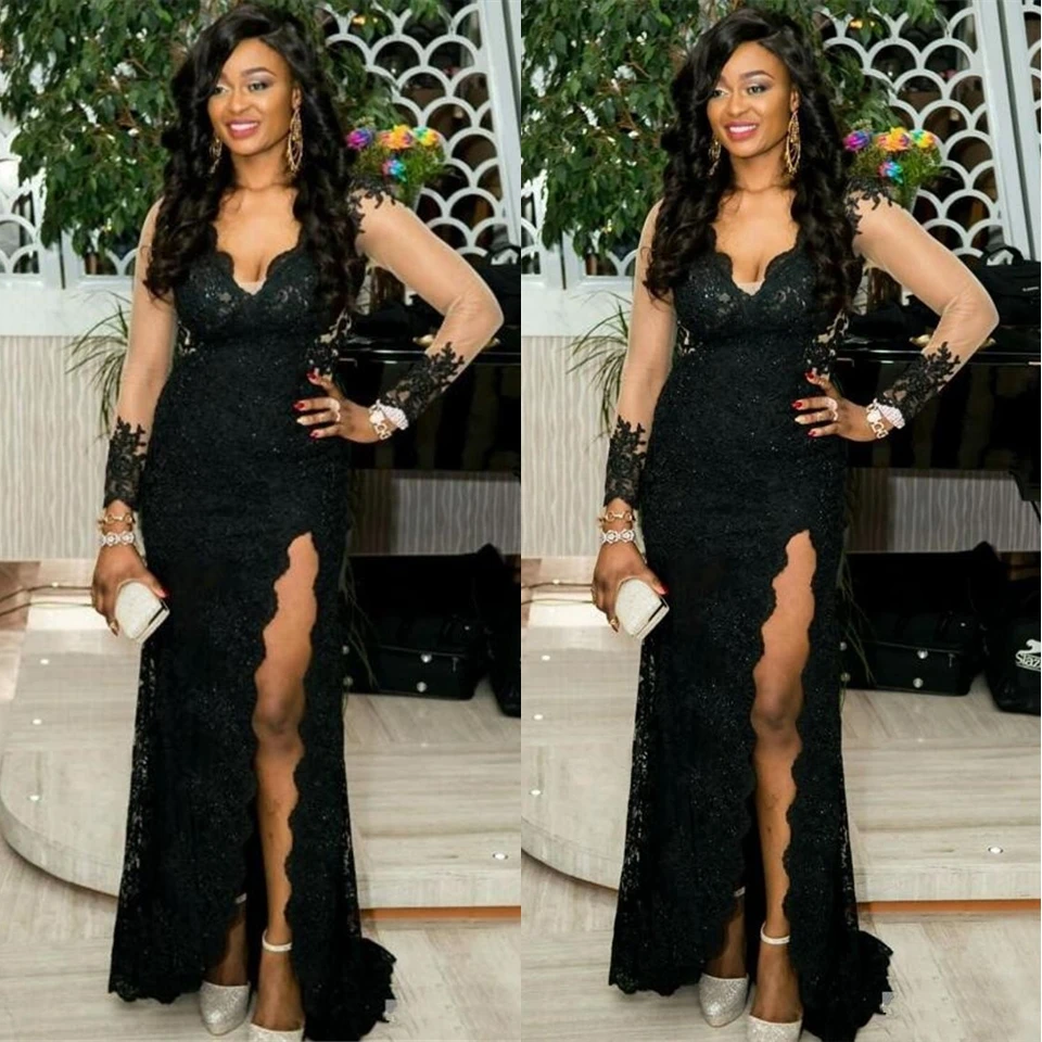 New Custom Thigh-High Slits V-Neck Applique Black Long Sleeve Lace Evening Dresses Prom Party Gown Formal Gown Plus Size Mermaid
New Custom Thigh-High Slits V-Neck Applique Black Long Sleeve Lace Evening Dresses Prom Party Gown Formal Gown Plus Size Mermaid