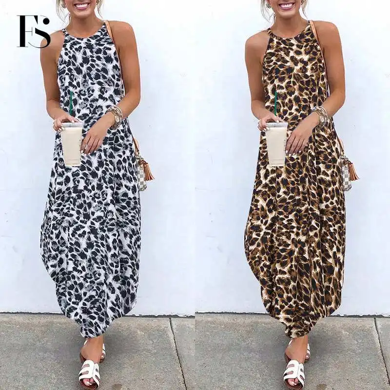Female Casual Leopard Print Sleeveless Women Dress Plus Size Loose O Neck Strap Irregular Summer Dress
Female Casual Leopard Print Sleeveless Women Dress Plus Size Loose O Neck Strap Irregular Summer Dress