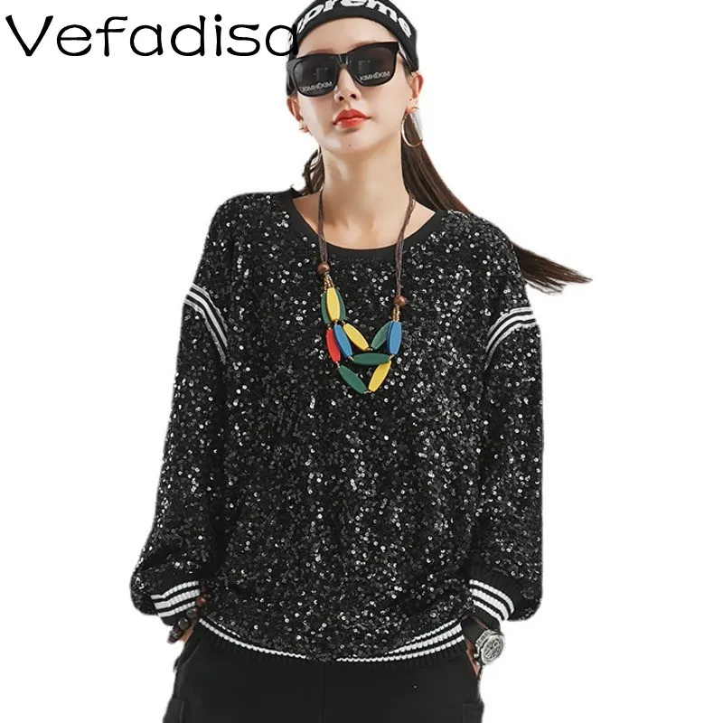 Vefadisa Top Sequin Design Round Neck Pullover Sweatshirt Loose Oversized Pullover Sweatshirt 2021 New Women Clothing TT147
Vefadisa Top Sequin Design Round Neck Pullover Sweatshirt Loose Oversized Pullover Sweatshirt 2021 New Women Clothing TT147