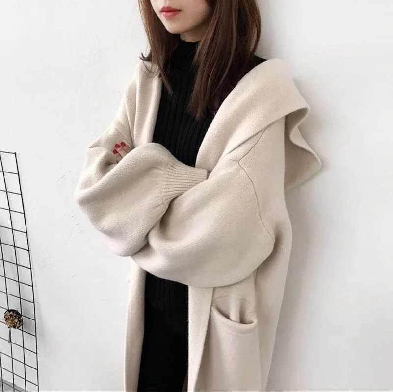 Fashion Solid Long Knitted Cardigan Winter Hooded Sweater Casual Sweet Knitted Loose Coat Women Pockets Korean Long Tops L388
Fashion Solid Long Knitted Cardigan Winter Hooded Sweater Casual Sweet Knitted Loose Coat Women Pockets Korean Long Tops L388