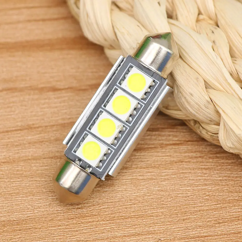 

10pcs 42MM 5050 4-SMD White Car Canbus Festoon Dome Map Interior LED Light Bulb Interior Accessories For Hot Sale