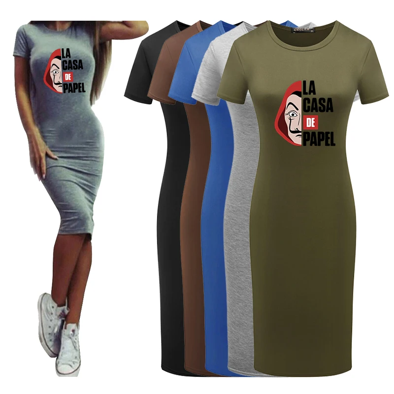 Pencil Dresses For Women La Casa De Papel Dress Money Heist Bodycon T Shirt Dress Sexy Short Sleeve Party Maxi Skinny Robe Dress
Pencil Dresses For Women La Casa De Papel Dress Money Heist Bodycon T Shirt Dress Sexy Short Sleeve Party Maxi Skinny Robe Dress