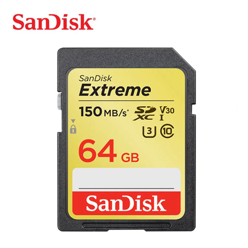 SanDisk Original Extreme 32 Гб U3 SDcard 64 128 ГБ 256 SD карта SDXC Class10 V10 памяти для 1080p 3D 4K видеокамеры |
