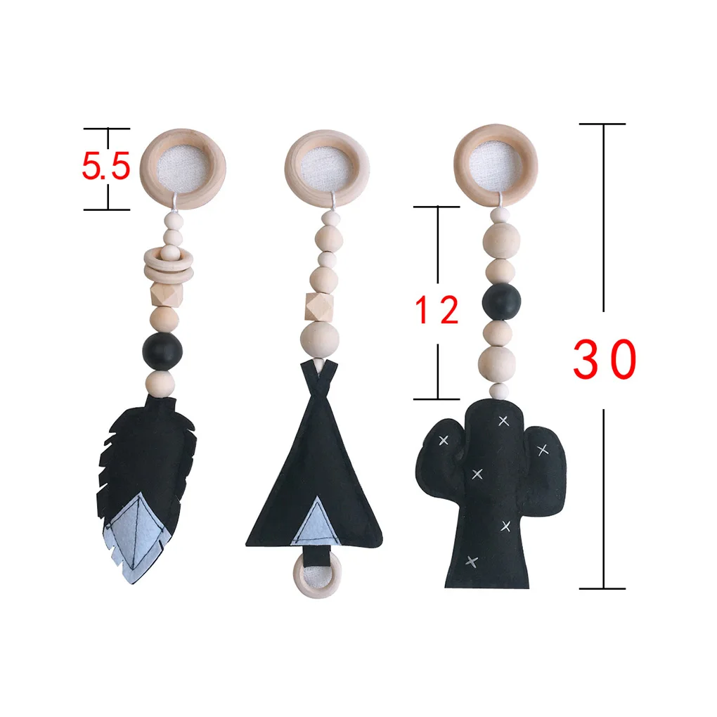 2020 New 3PCS/Set Baby Rattle Toys Wooden Rattle Ring Beads Play Toy Stroller Hanging Toys Newborn Infant Gift
