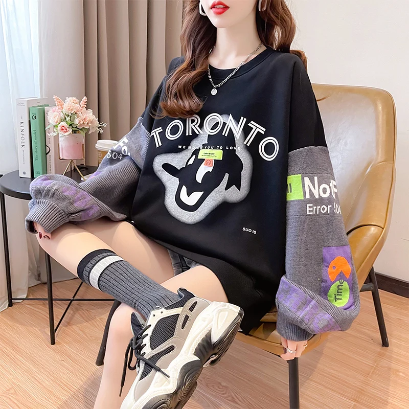 2021 Women Hoodies Pure Cotton Fashion Stitching Brushed Warm Ladies Long Sleeve Women Casual oversize Hooded Pullover Clothes
2021 Women Hoodies Pure Cotton Fashion Stitching Brushed Warm Ladies Long Sleeve Women Casual oversize Hooded Pullover Clothes