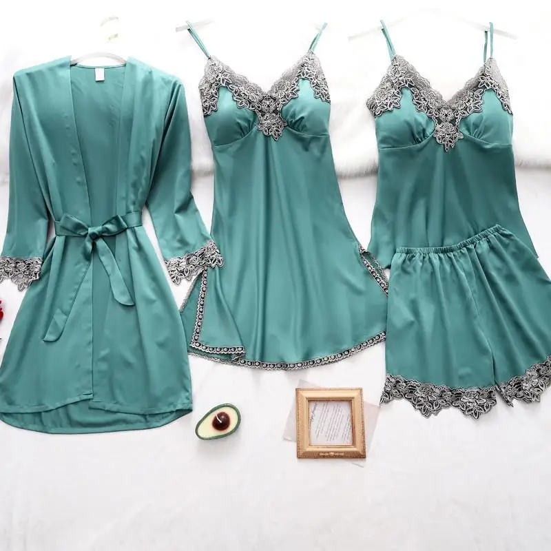 Women Robe Suit Pajamas Nighty&Satin Kimono Bathrobe Gown Nightdress Silky Lace Sleep Set Nightwear Sexy Nightgown
Women Robe Suit Pajamas Nighty&Satin Kimono Bathrobe Gown Nightdress Silky Lace Sleep Set Nightwear Sexy Nightgown