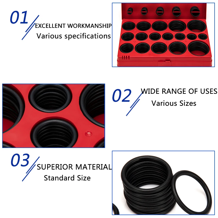 Black Natural Buna Rubber NBR Sealing O-Rings Metric Series Replacement Kits 70 Shore 30 Sizes O-Ring Assortment 382/419pcs S23
Black Natural Buna Rubber NBR Sealing O-Rings Metric Series Replacement Kits 70 Shore 30 Sizes O-Ring Assortment 382/419pcs S23