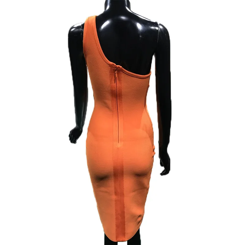 Women New Orange Bandage Dress Oblique Shoulder Dress Mesh Gauze Wrapped Hip Dress
Women New Orange Bandage Dress Oblique Shoulder Dress Mesh Gauze Wrapped Hip Dress