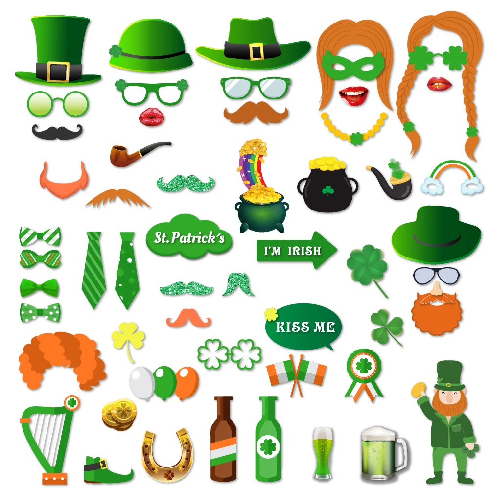 55pcs St Patrick's Day Party Decoration Photobooth Props Green Top Hat Shamrocks Paper Cards Ireland Party Supplies
55pcs St Patrick's Day Party Decoration Photobooth Props Green Top Hat Shamrocks Paper Cards Ireland Party Supplies