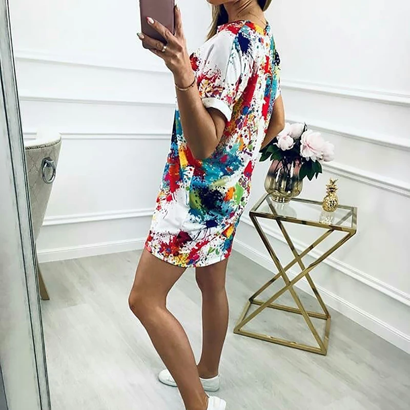 UK Womens Long Tops Blouse Ladies Summer Printed Short Sleeve T Shirt Dress 
UK Womens Long Tops Blouse Ladies Summer Printed Short Sleeve T Shirt Dress