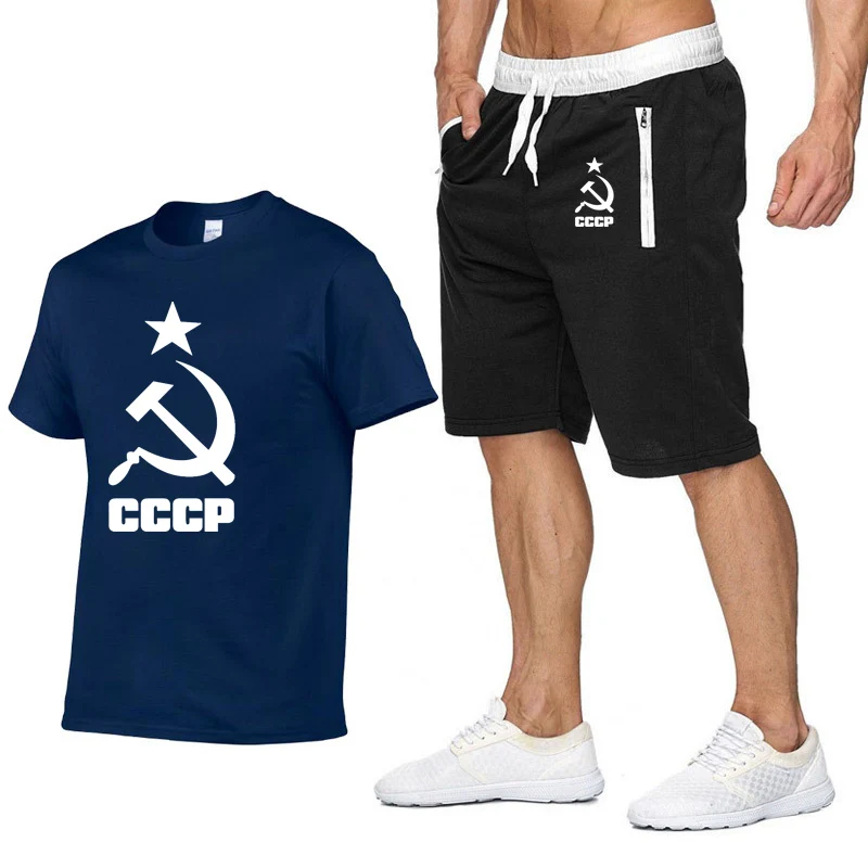 Unisex Men's T-shirt CCCP Russian USSR Soviet Union Printing Summer Short sleeve Round Neck Cotton T-shirt+shorts 2 piece suit
Unisex Men's T-shirt CCCP Russian USSR Soviet Union Printing Summer Short sleeve Round Neck Cotton T-shirt+shorts 2 piece suit