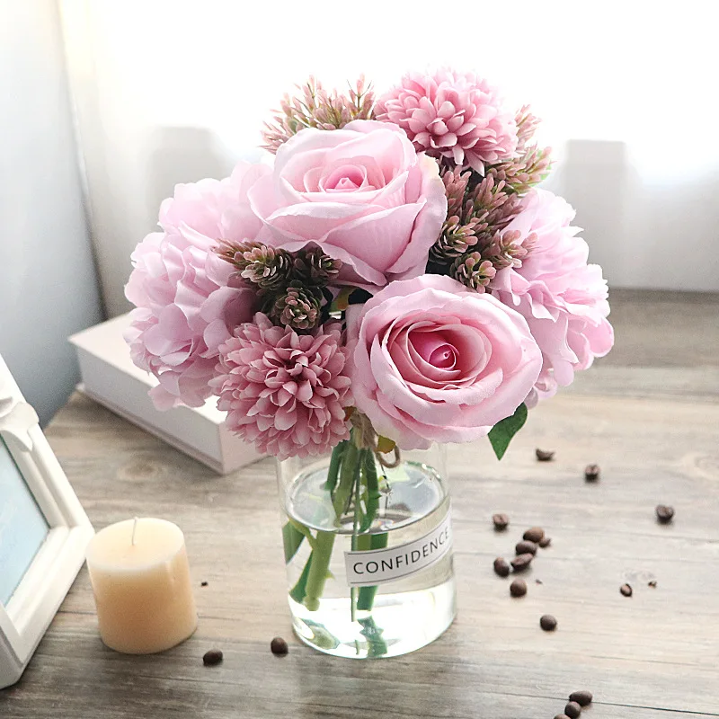 Rose peony artificial pollen Western Rose artificial flower home decoration 
Rose peony artificial pollen Western Rose artificial flower home decoration