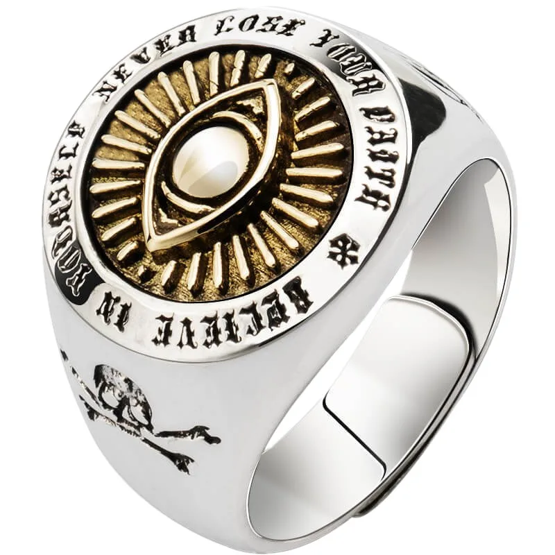 

BOCAI New Original Design 100% Pure S925 Silver Devil's Eyes Men's Ring Retro Punk Rock Fashion Jewelry