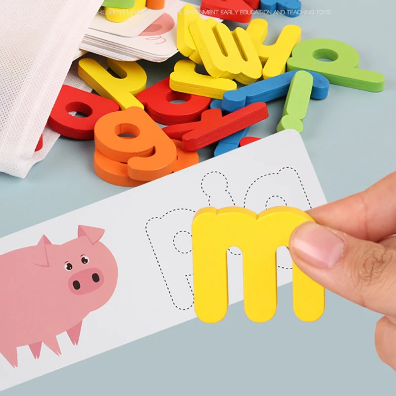 Montessori Детские заклинание слова игры деревянные Игрушки для раннего обучающий