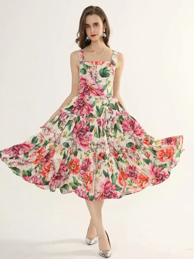 Runway Summer Plus Size Spaghetti Strap Dress Women's Custom Button Flower Print Charming Party Dresses 2XL-- 5XL
Runway Summer Plus Size Spaghetti Strap Dress Women's Custom Button Flower Print Charming Party Dresses 2XL-- 5XL