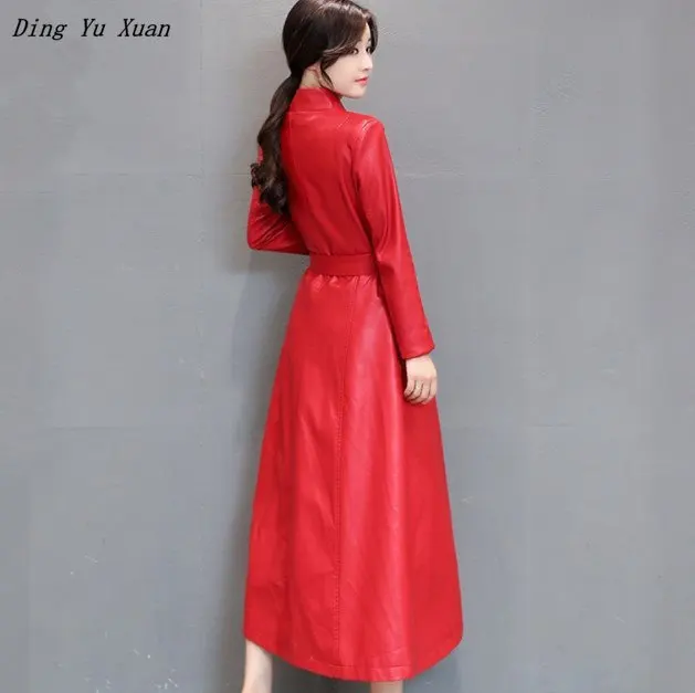 Ladies Plus Sizes Faux Leather Jacket Women Autumn Winter Turn Down Collar Long Trench Coat Womens Pu Leather Windbreaker Belt 
Ladies Plus Sizes Faux Leather Jacket Women Autumn Winter Turn Down Collar Long Trench Coat Womens Pu Leather Windbreaker Belt