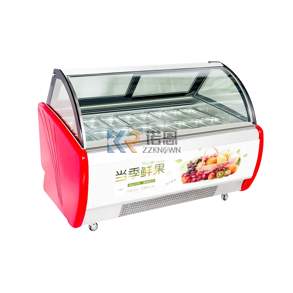 

R404A Refrigerant 12Trays Ice Cream Display Cabinet Air Cooling Commercial Display Freezers for Ice-Cream Cake Showcase